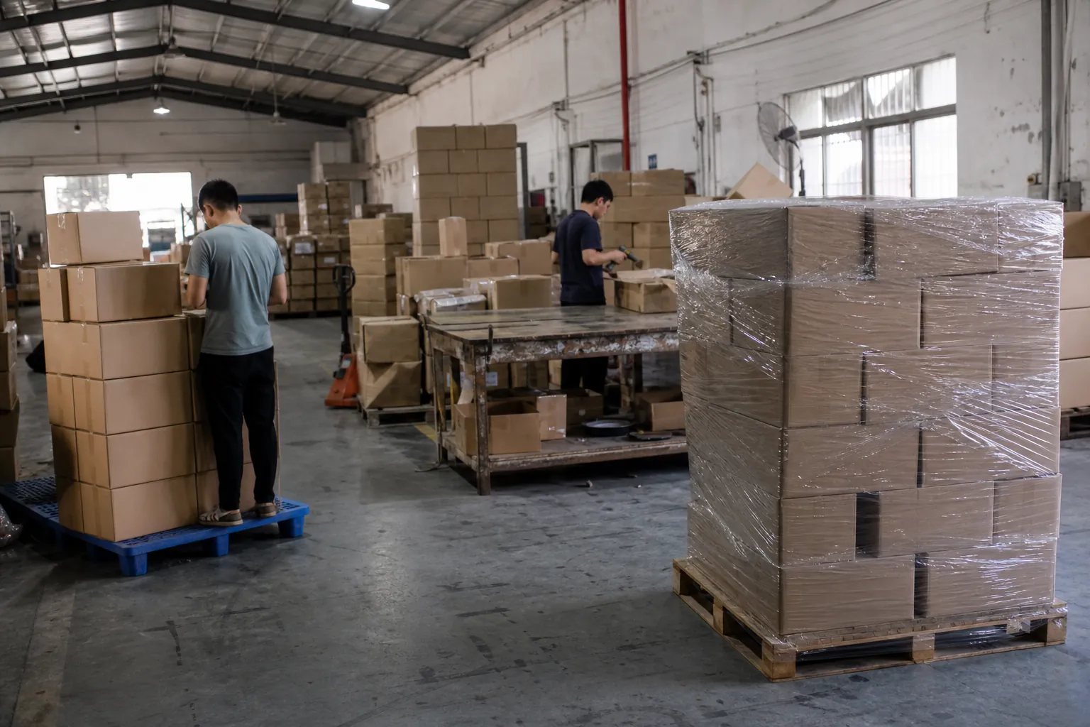 中国现代化仓库内的到货清点、集货与装箱整备